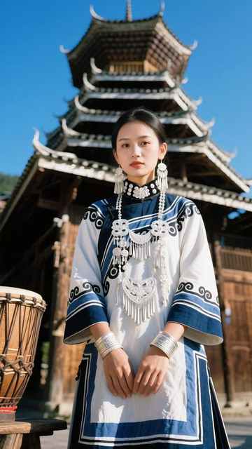 少数民族女性苗族银饰摄影图海报素材