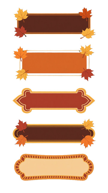 标题框素材秋天落叶枫叶可爱卡通文字框1