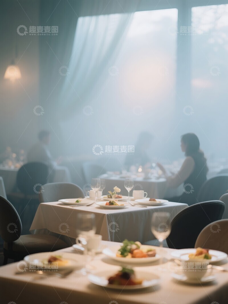 高清大图下载【趣麦麦图】餐厅内氛围感用餐场景