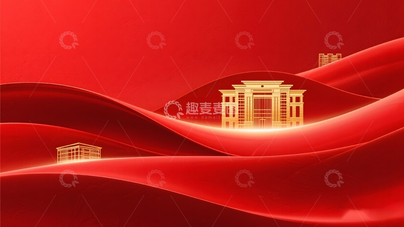 高清大图下载【趣麦麦图】红金地产建筑背景6