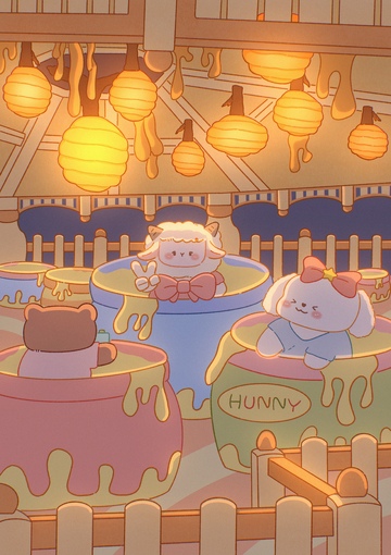 夜幕下的蜂蜜屋