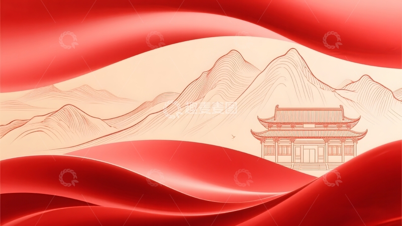 高清大图下载【趣麦麦图】红金地产中式建筑3