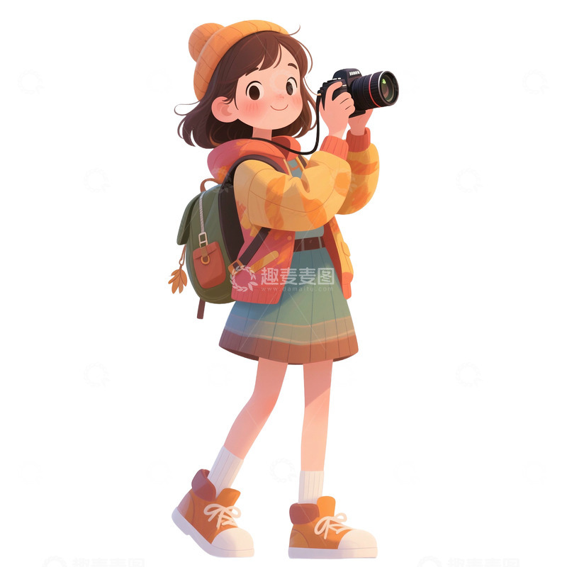 高清大图下载【趣麦麦图】秋季拍照女孩