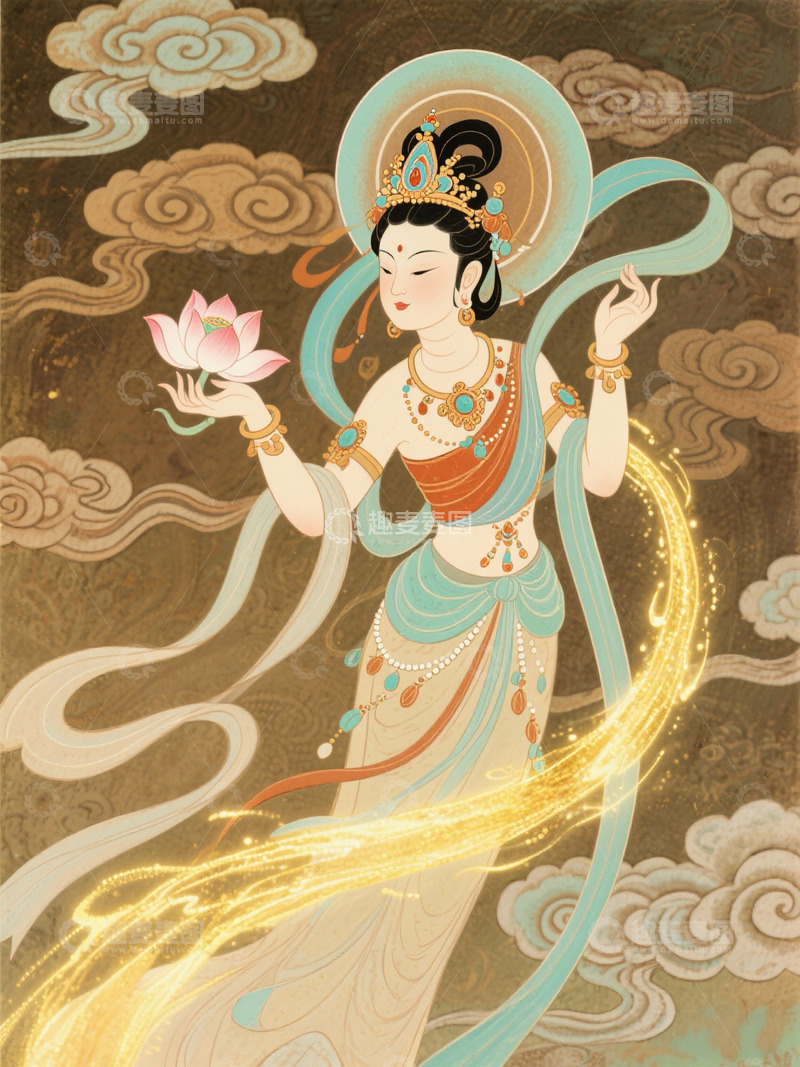 高清大图下载【趣麦麦图】敦煌，壁画，飞天