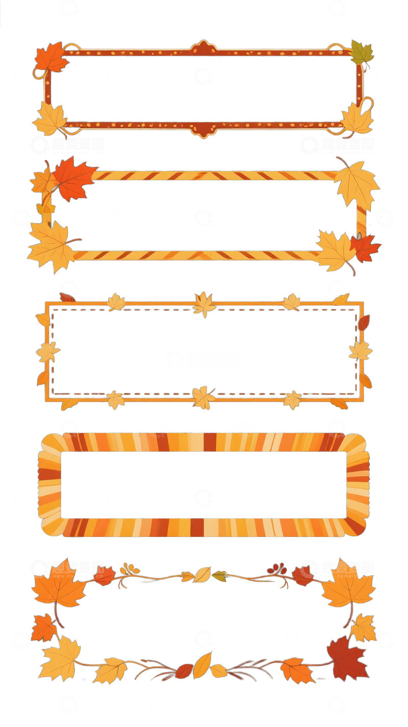 高清大图下载【趣麦麦图】标题框素材秋天落叶枫叶文字框免扣3