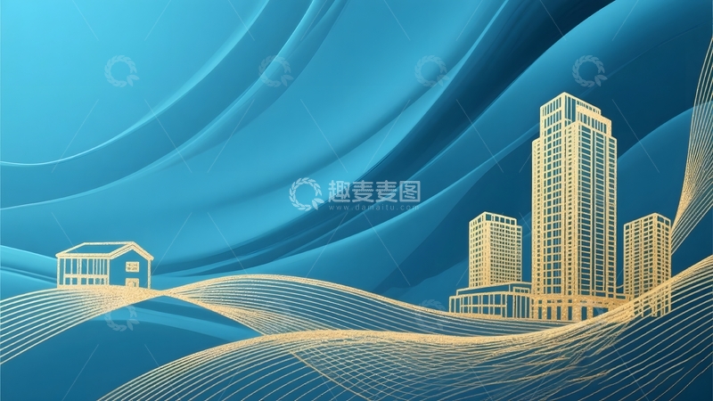 蓝色鎏金地产主视觉背景