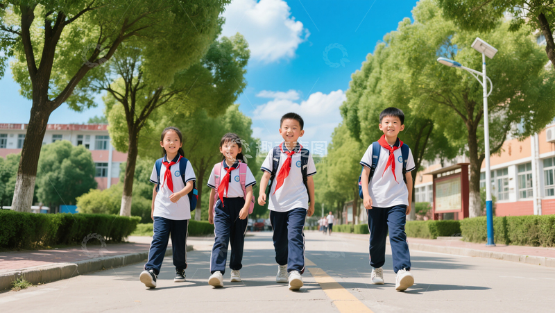 高清大图下载【趣麦麦图】小学生开学场景校园高清摄影图