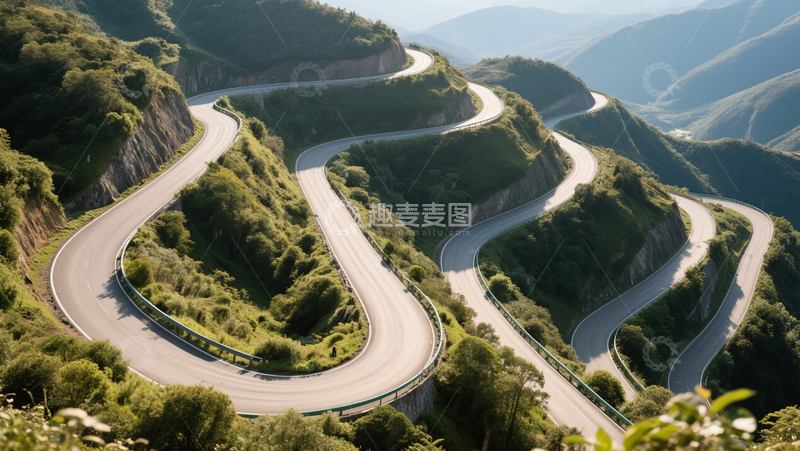 高清大图下载【趣麦麦图】自然风光盘山公路阳光商业照片