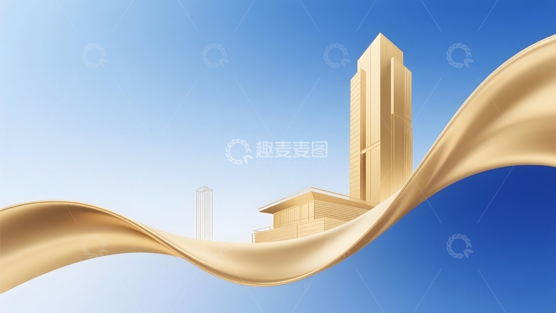 高清大图下载【趣麦麦图】蓝金地产背景