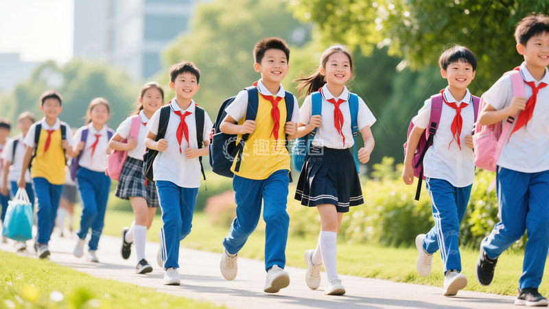 高清大图下载【趣麦麦图】小学生开学季校园场景高清摄影图