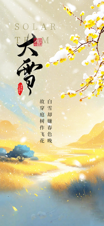 大雪二十四节气简约海报