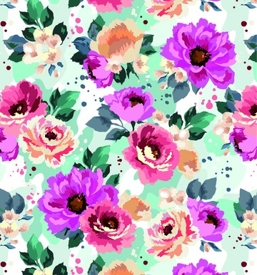 水彩花卉矢量印刷素材