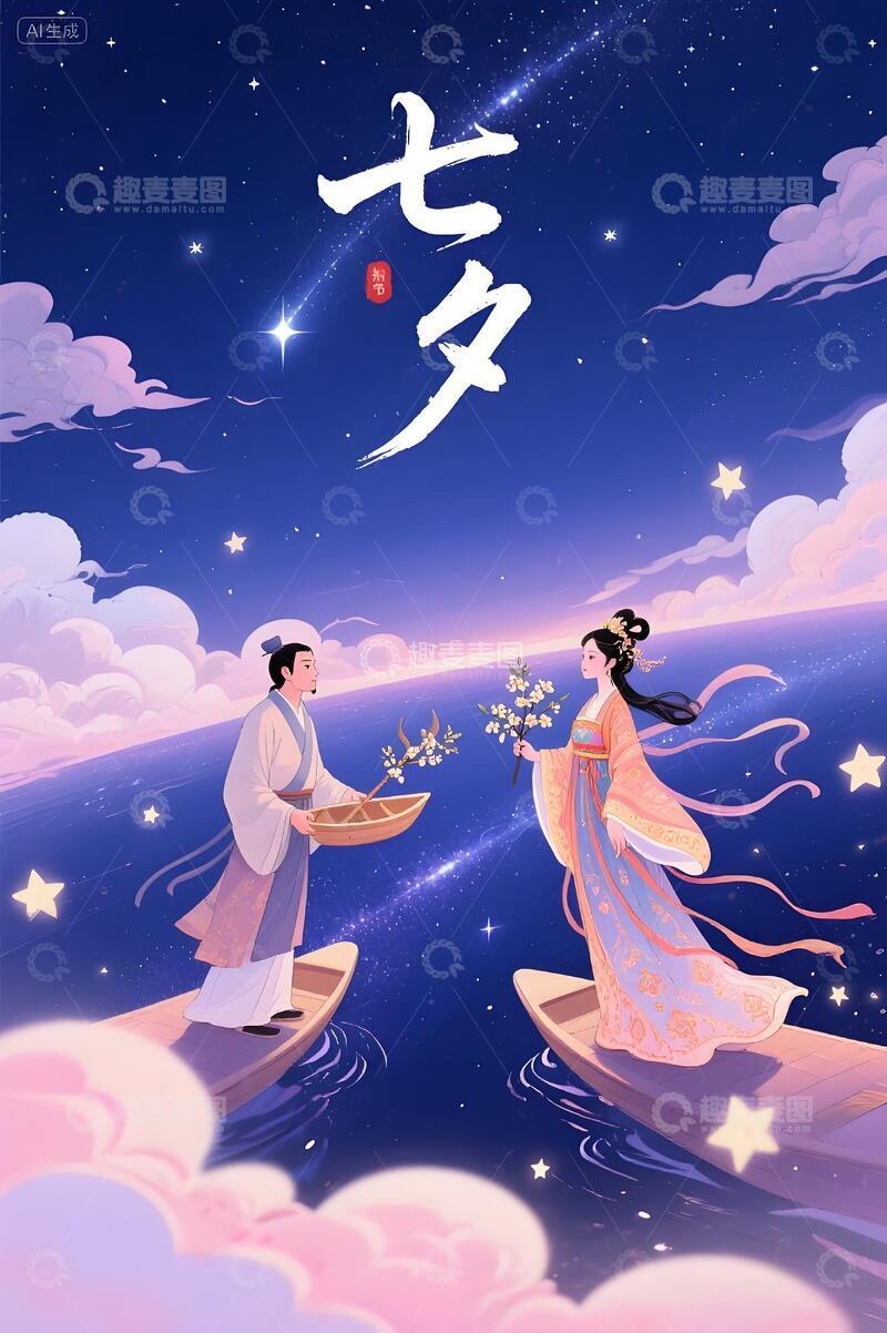 高清大图下载【趣麦麦图】七夕宣传海报1