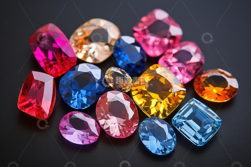 高清大图下载【趣麦麦图】桌面上的一堆彩色的钻石