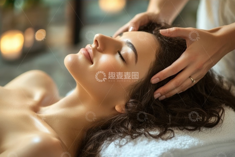 高清大图下载【趣麦麦图】头部按摩的女士