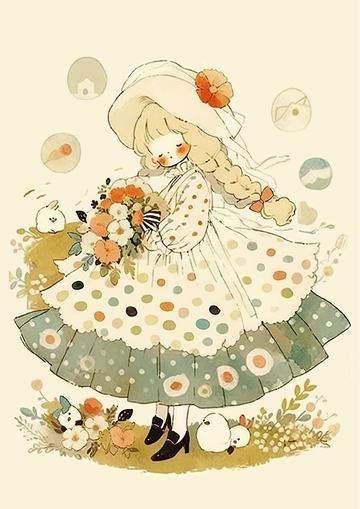 可爱清新小女生手绘插画