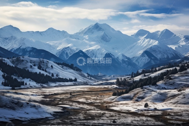 高清大图下载【趣麦麦图】雪山高山雪地自然风景