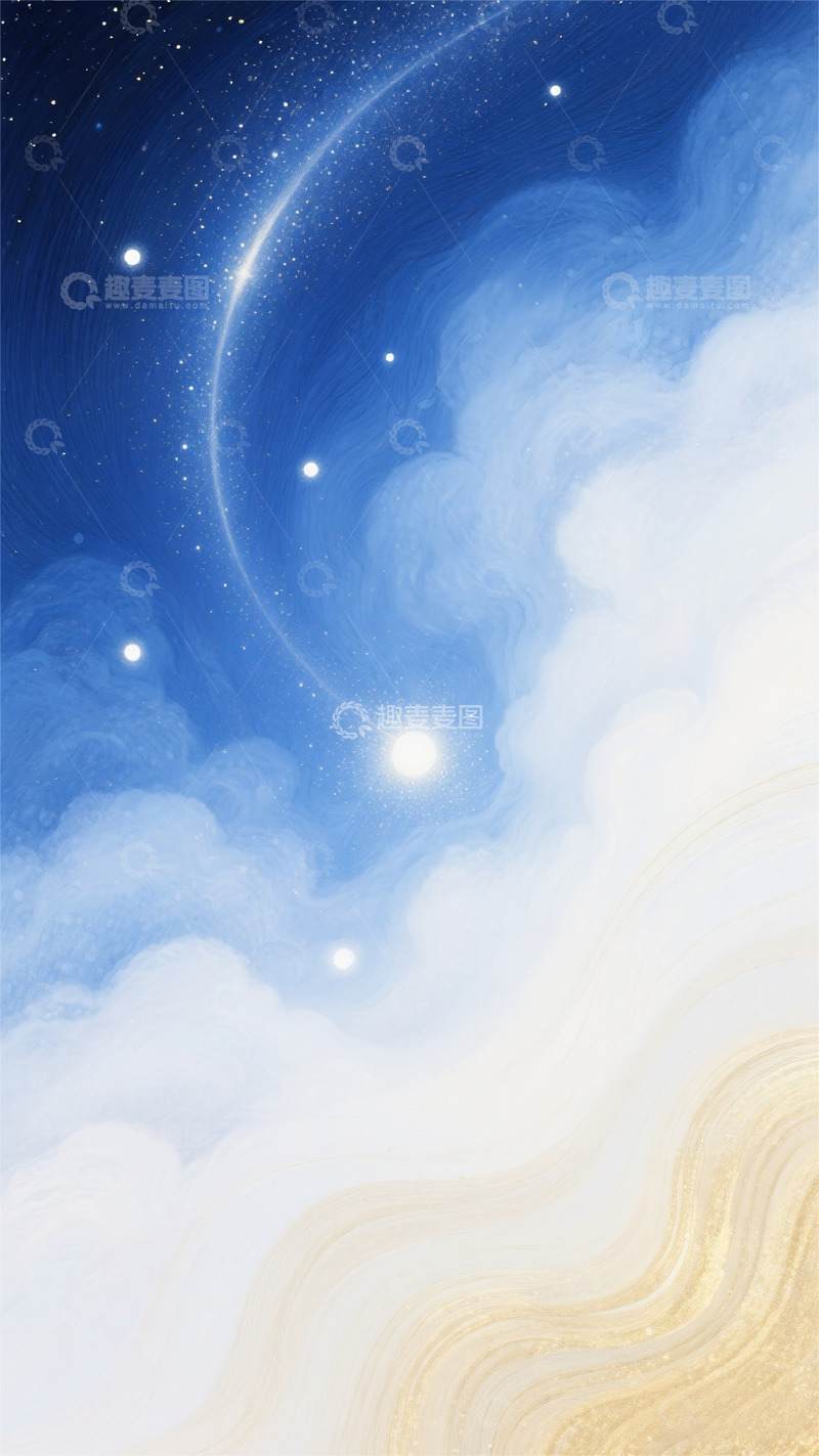 高清大图下载【趣麦麦图】信笺背景手绘星空梵高水彩便笺便利贴素材2