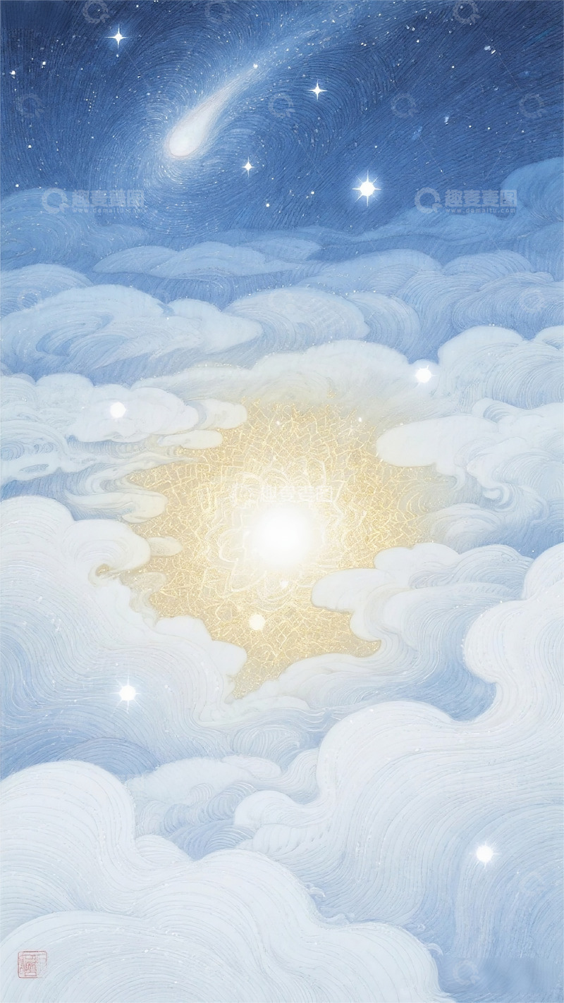 高清大图下载【趣麦麦图】信笺背景手绘星空梵高水彩便笺便利贴素材3