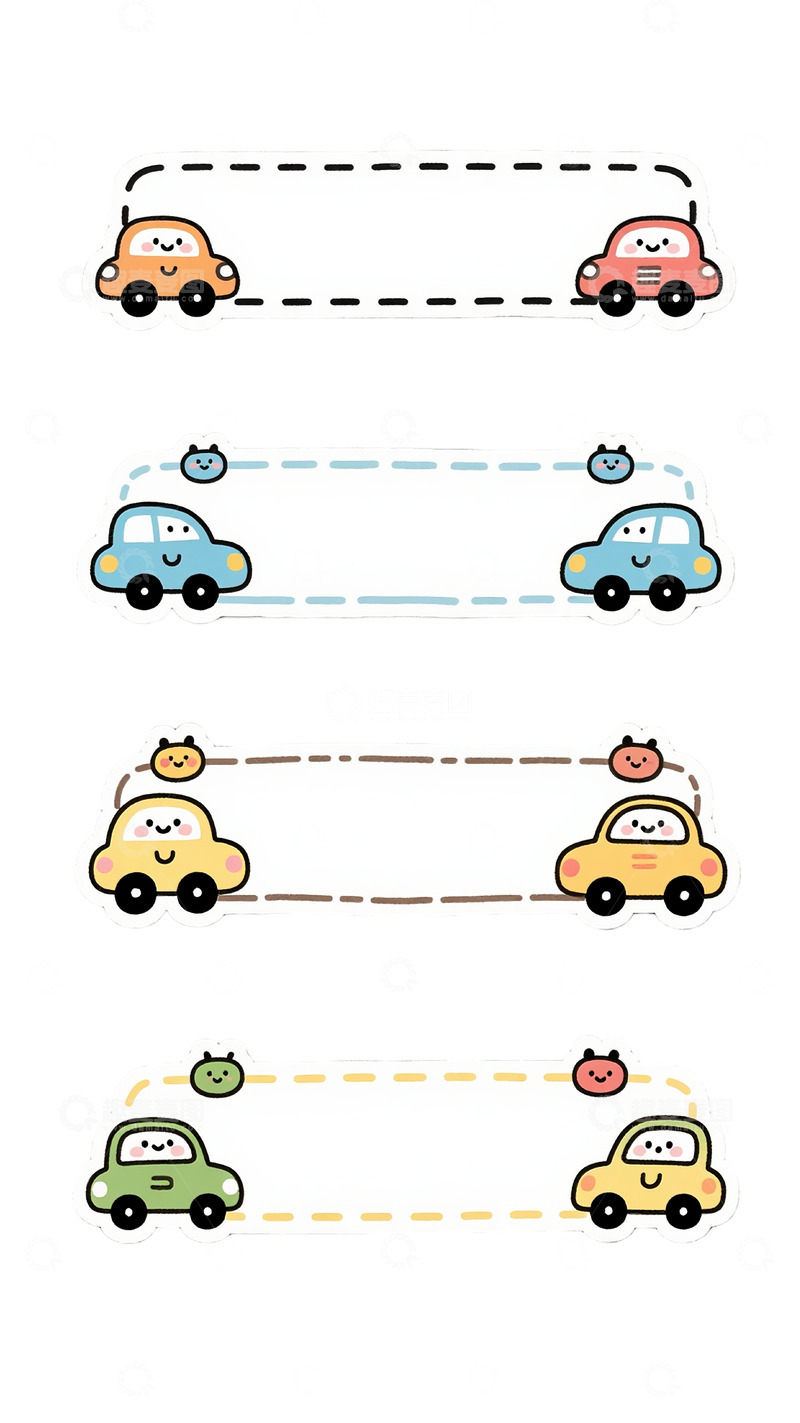 高清大图下载【趣麦麦图】卡通可爱汽车文字框气泡素材文本边框6