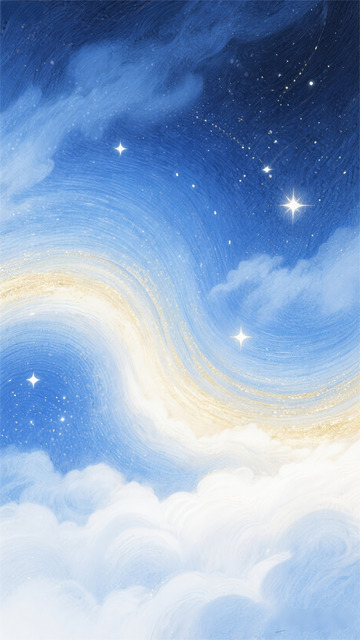 信笺背景手绘星空梵高水彩便笺便利贴素材4