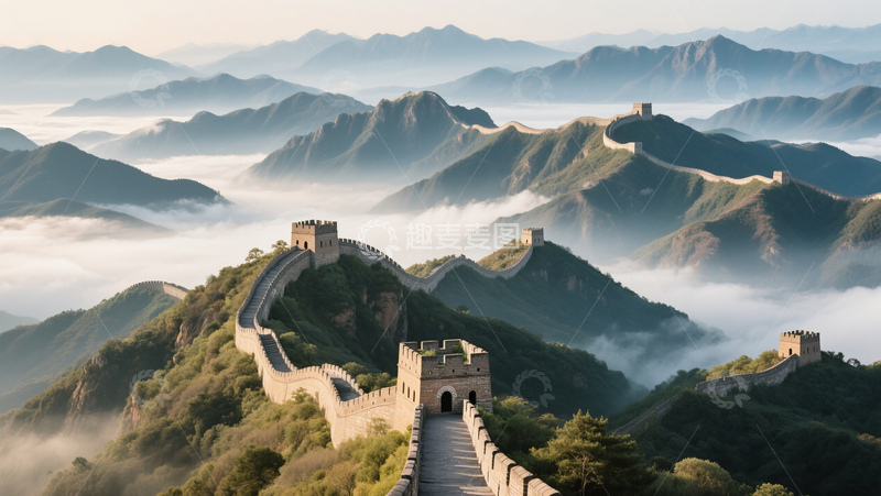 中国万里长城山脉自然风光商业照片