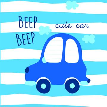 卡通矢量蓝色小汽车儿童玩具