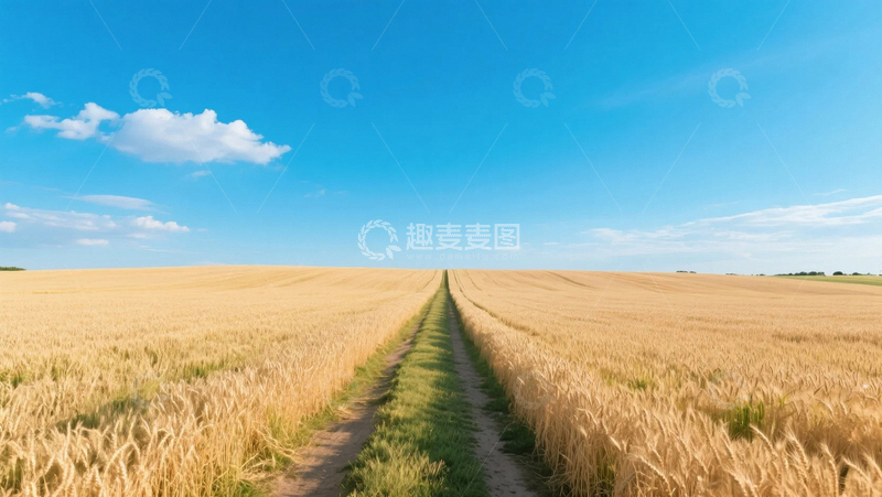 高清大图下载【趣麦麦图】穿过麦田的小路01