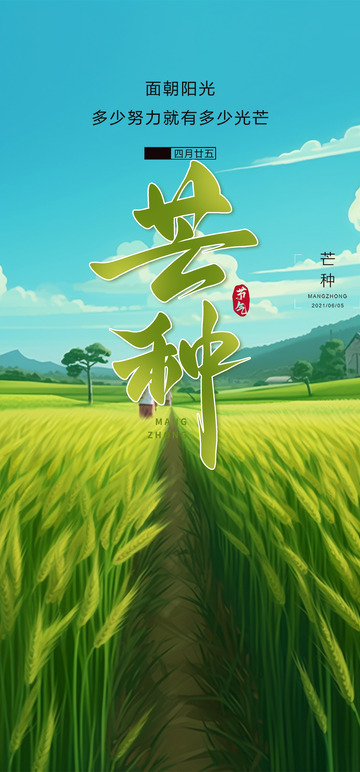 中国传统节气芒种创意海报
