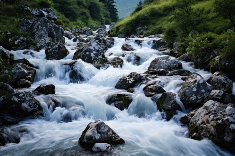 高清大图下载【趣麦麦图】山谷里的水流石块