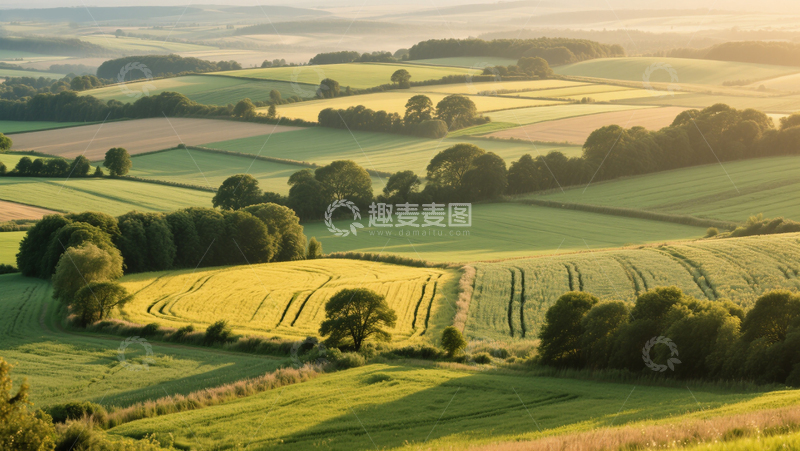 田园风光田野麦田绿色农业商业照片