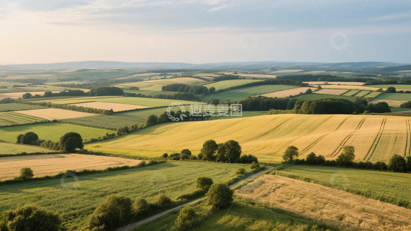 田园风光田野麦田绿色农业商业照片
