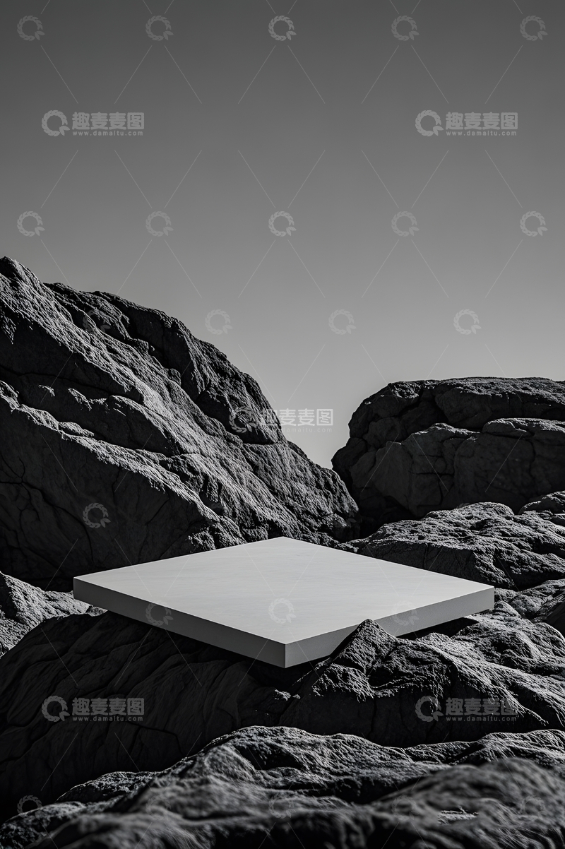 高清大图下载【趣麦麦图】黑色石块展台背景13