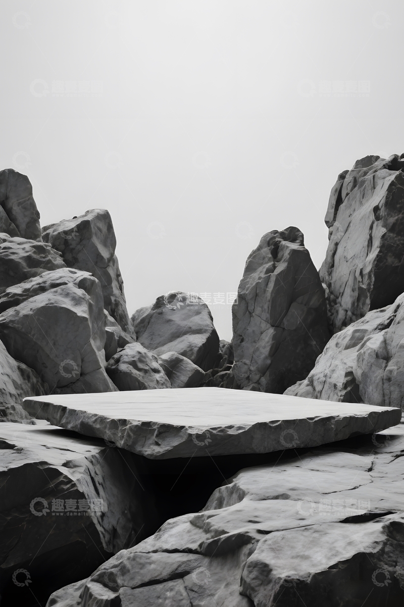 高清大图下载【趣麦麦图】黑色石块展台背景5