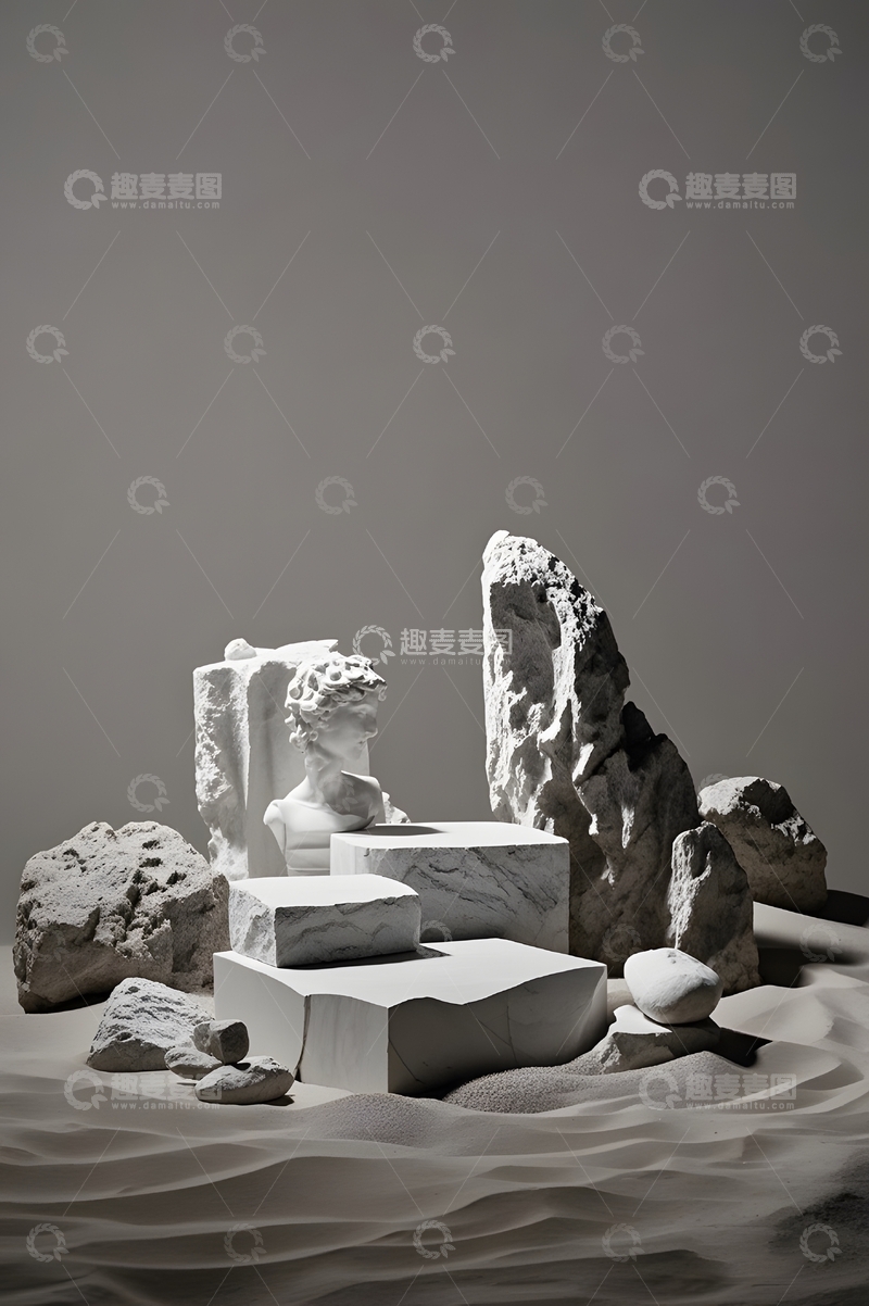 高清大图下载【趣麦麦图】黑色石块展台背景