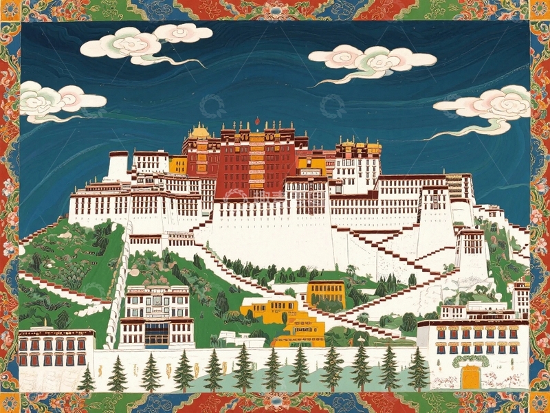高清大图下载【趣麦麦图】西藏风情唐卡作品布达拉宫04