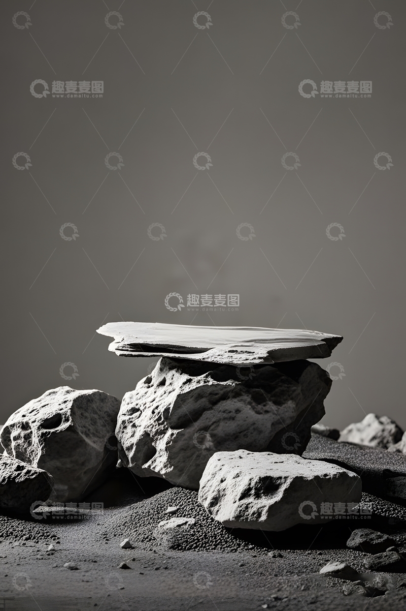 高清大图下载【趣麦麦图】黑色石块展台背景15