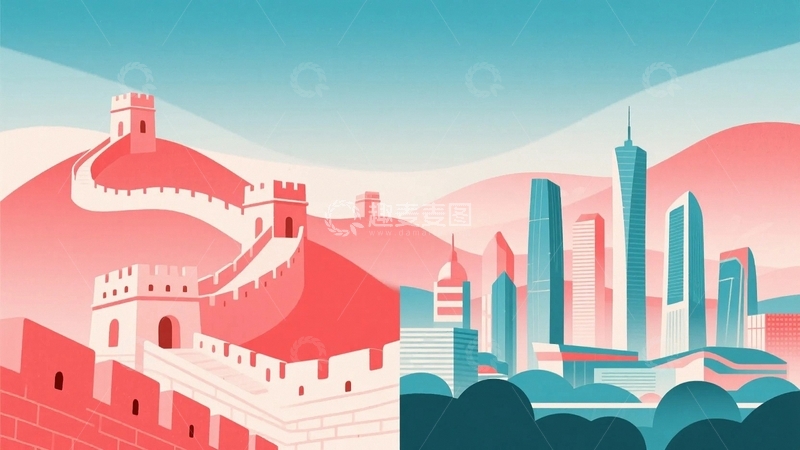 高清大图下载【趣麦麦图】国庆海报背景01