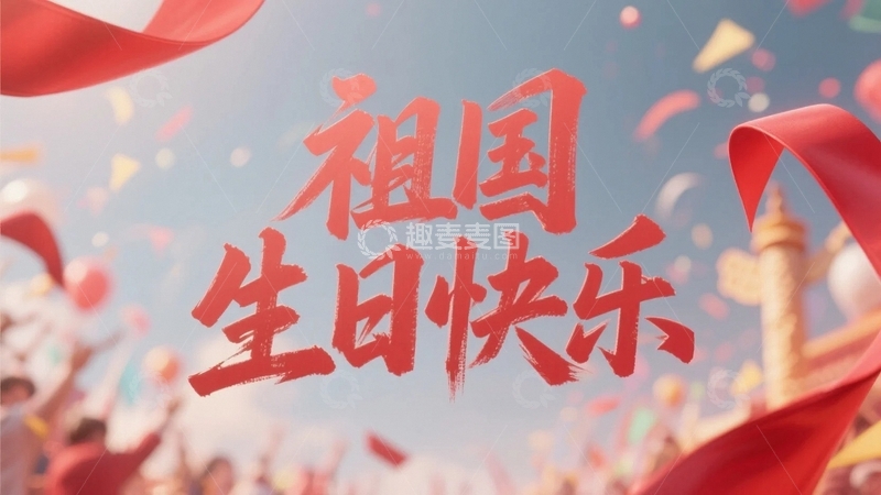高清大图下载【趣麦麦图】国庆祝福语字体01