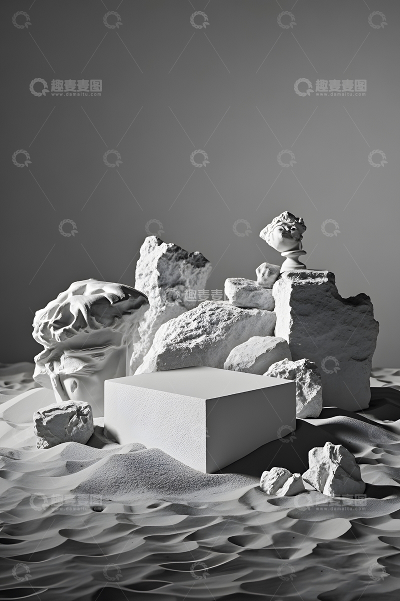 高清大图下载【趣麦麦图】黑色石块展台背景6