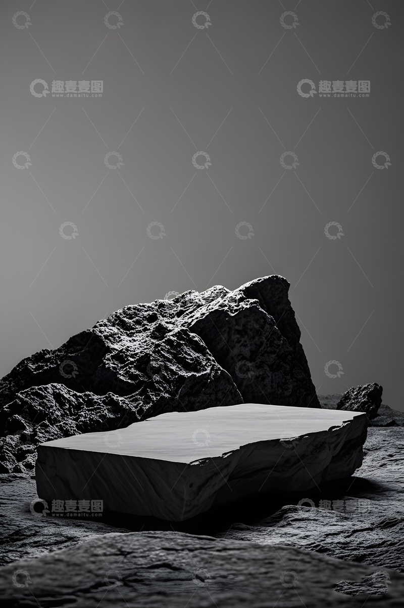 高清大图下载【趣麦麦图】黑色石块展台背景14