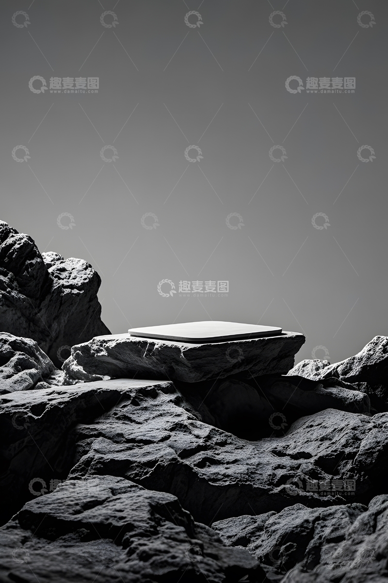 高清大图下载【趣麦麦图】黑色石块展台背景11