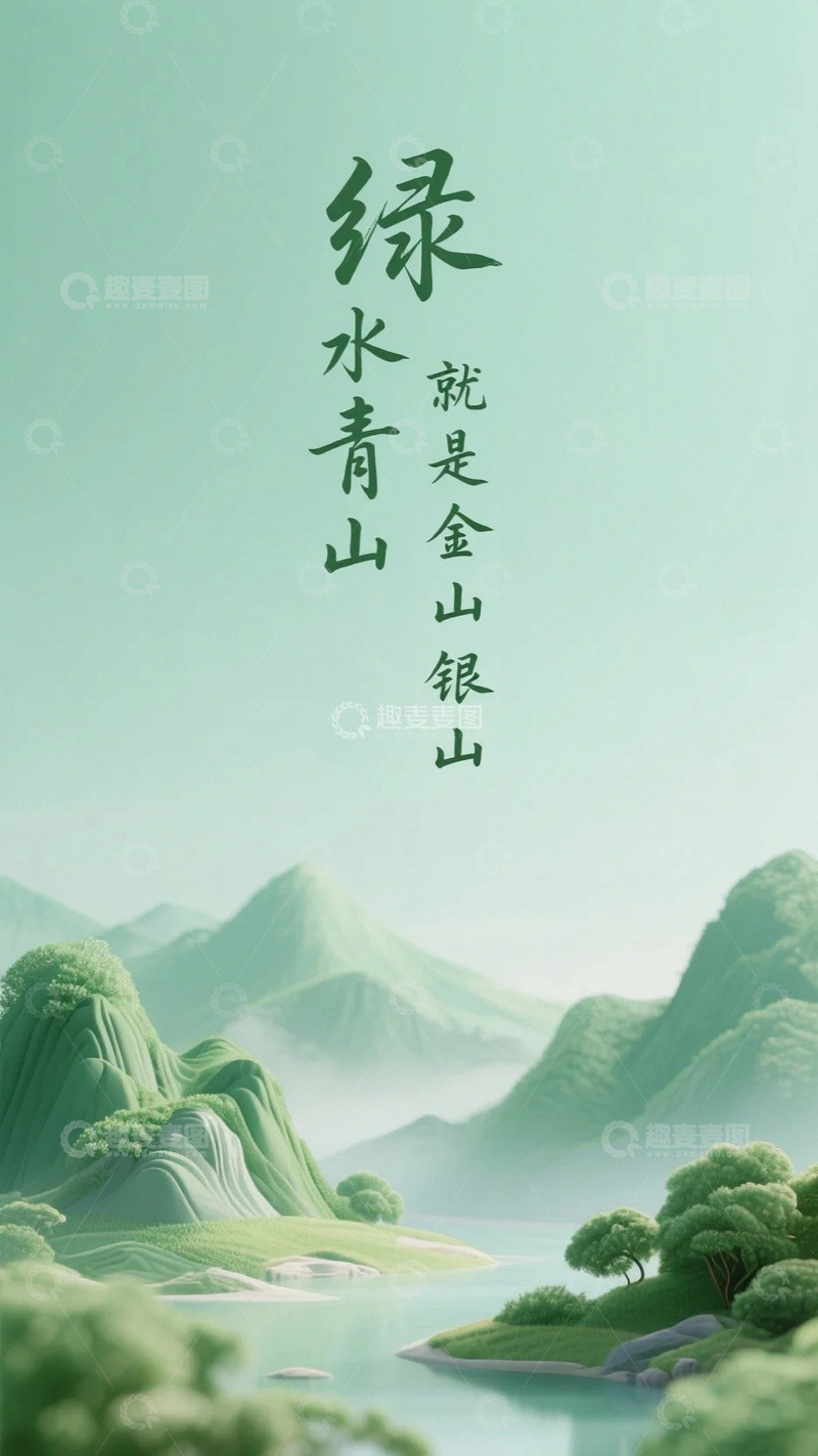 高清大图下载【趣麦麦图】绿水青山就是金山银山01