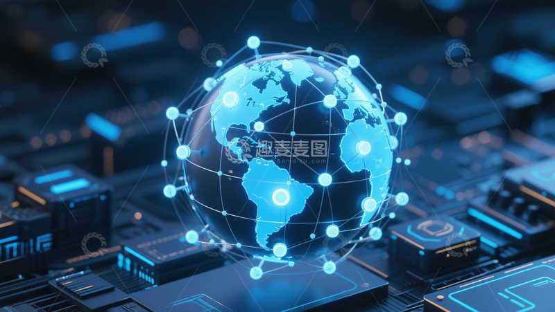 高清大图下载【趣麦麦图】3D立体科技风地球网络连接背景元素