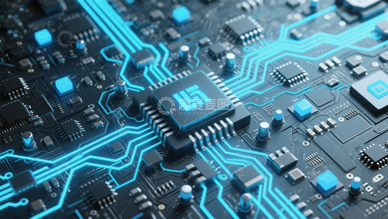 高清大图下载【趣麦麦图】3D立体科技芯片电路场景背景