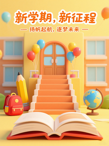 新学期海报开学新征程扬帆起航逐梦未来