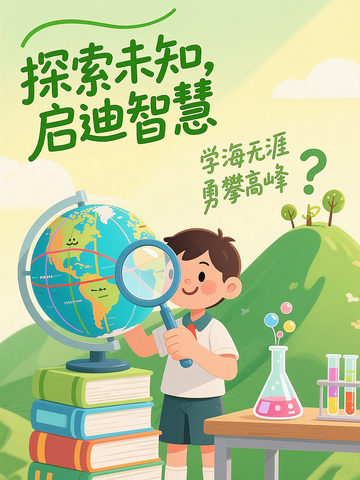 探索未知学生人物海报插画素材