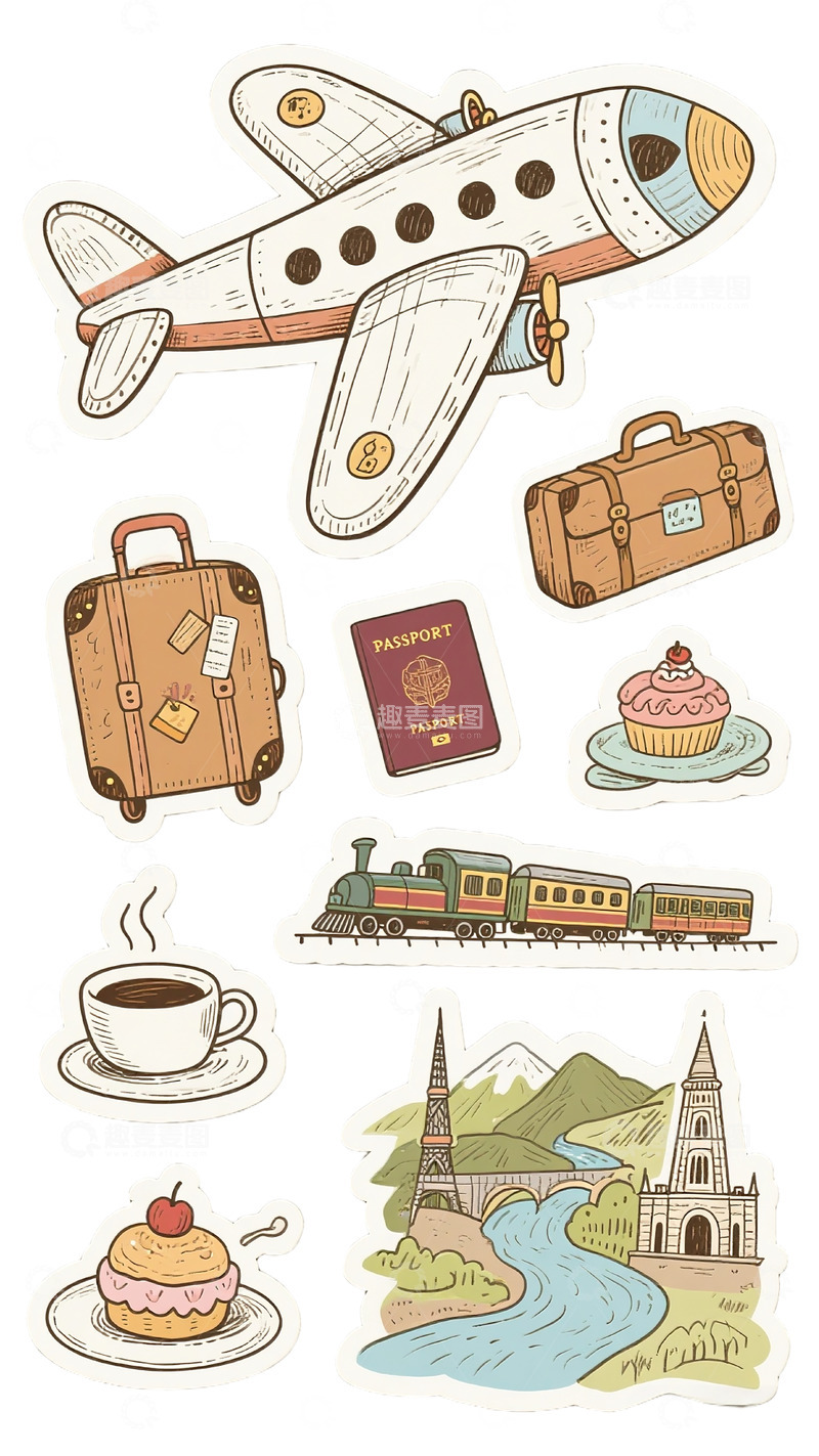 旅游旅行手账贴纸素材手机壳壁纸3