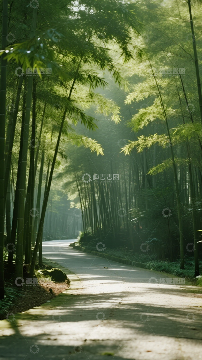 高清大图下载【趣麦麦图】竹林晨雾治愈清新风景1