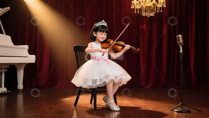 高清大图下载【趣麦麦图】拉小提琴的女孩